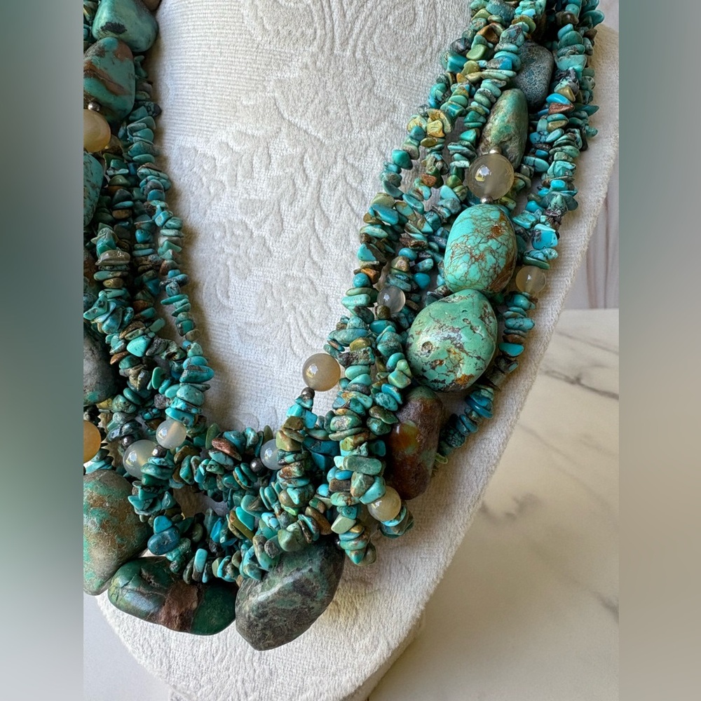 Artisan Turquoise Multi-Strand Statement Necklace… - image 2